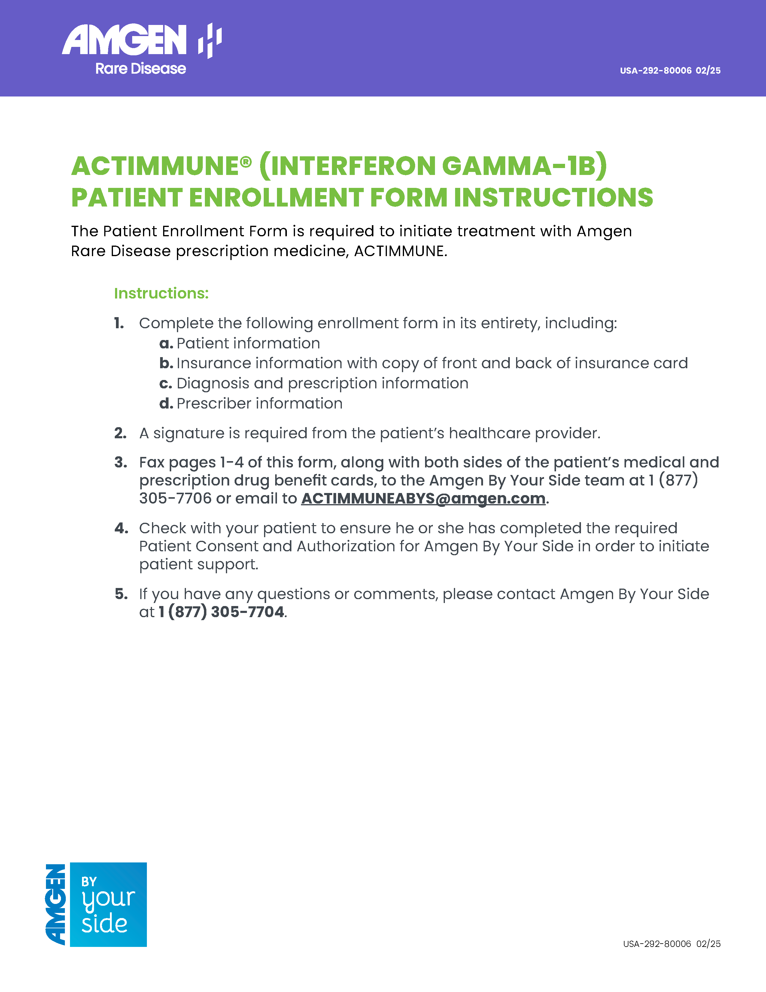 Image of ACTIMMUNE® (Interferon gamma-1b) Patient Enrollment Form