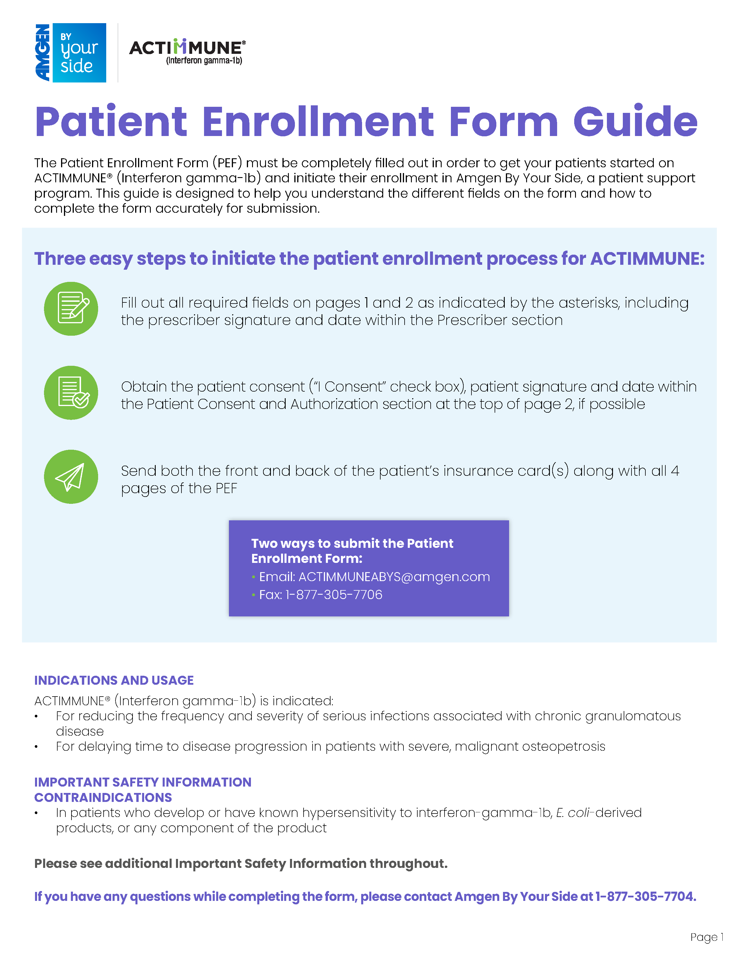 Image of ACTIMMUNE® (Interferon gamma-1b) Annotated Patient Enrollment form